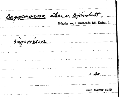 Bild på arkivkortet för arkivposten Baggemossen