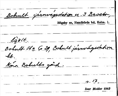 Bild på arkivkortet för arkivposten Bohult