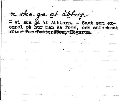 Bild på baksidan av arkivkortet för arkivposten Abbantorp
