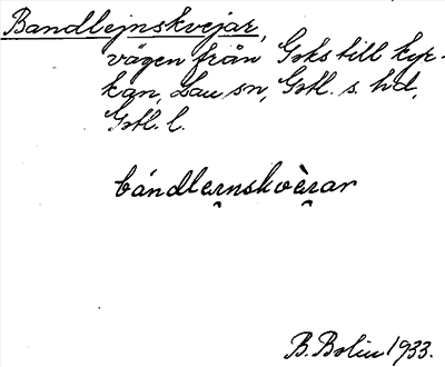 Bild på arkivkortet för arkivposten Bandlejnskvejar