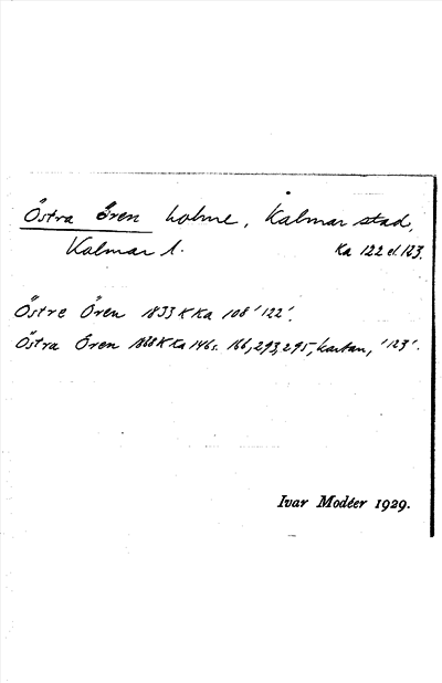 Bild på arkivkortet för arkivposten Östra ören