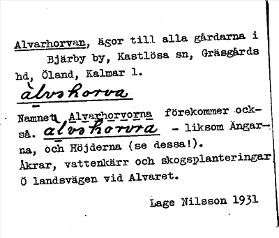 Bild på arkivkortet för arkivposten Alvarhorvan