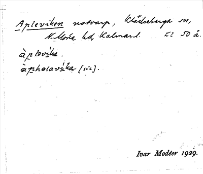 Bild på arkivkortet för arkivposten Apleviken