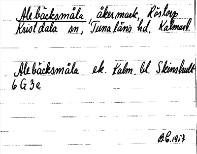Bild på arkivkortet för arkivposten Alebäcksmåla