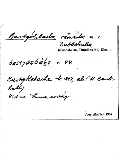 Bild på arkivkortet för arkivposten Bastgölsbacke