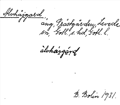 Bild på arkivkortet för arkivposten Alvhåjgard
