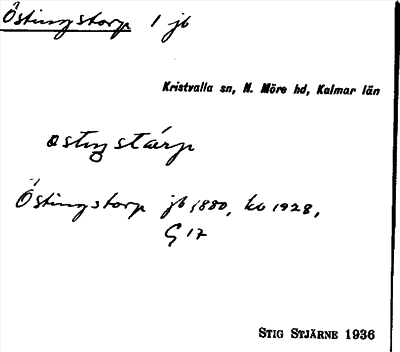 Bild på arkivkortet för arkivposten Östingstorp