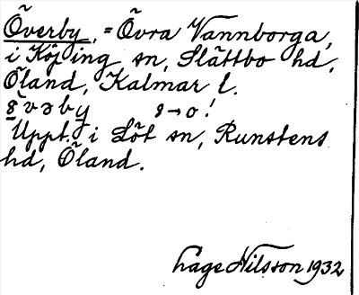 Bild på arkivkortet för arkivposten Överby, = Övra Vannborga