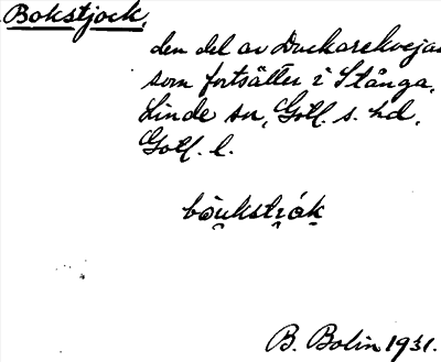 Bild på arkivkortet för arkivposten Bokstjock