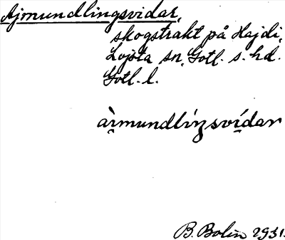 Bild på arkivkortet för arkivposten Ajmundlingsvidar