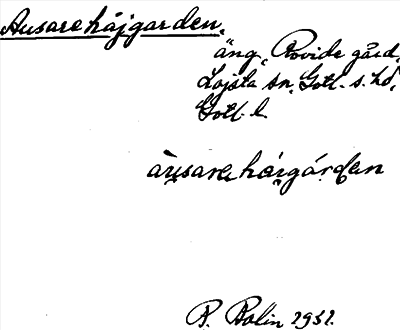 Bild på arkivkortet för arkivposten Ausarehåjgarden