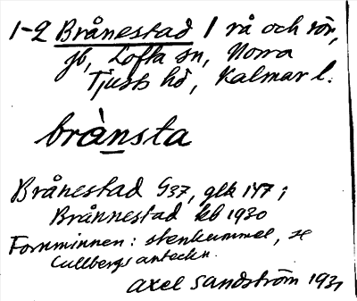 Bild på arkivkortet för arkivposten Brånestad