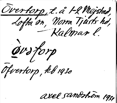 Bild på arkivkortet för arkivposten Övertorp