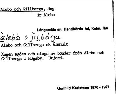 Bild på arkivkortet för arkivposten Alebo och Gillberga