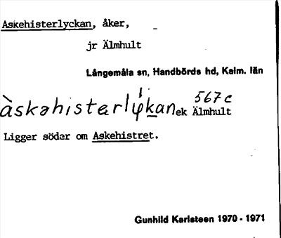 Bild på arkivkortet för arkivposten Askehisterlyckan