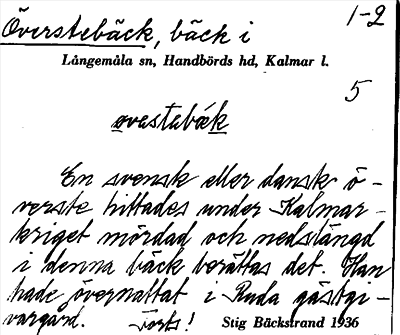 Bild på arkivkortet för arkivposten Överstebäck