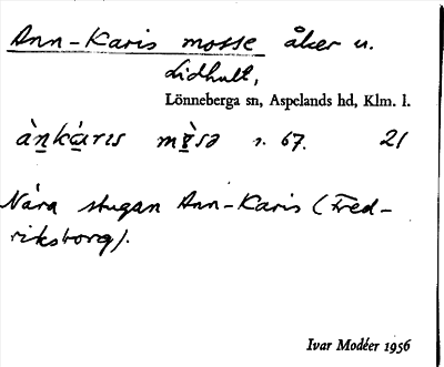 Bild på arkivkortet för arkivposten Ann-Karis mosse