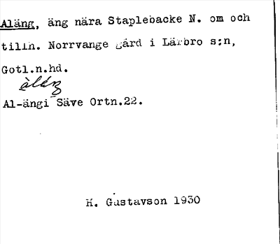 Bild på arkivkortet för arkivposten Aläng