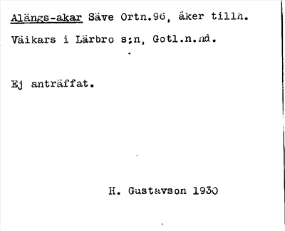 Bild på arkivkortet för arkivposten Alängs-akar