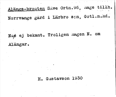 Bild på arkivkortet för arkivposten Alängs-bouten