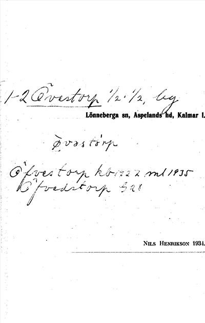 Bild på arkivkortet för arkivposten Övestorp