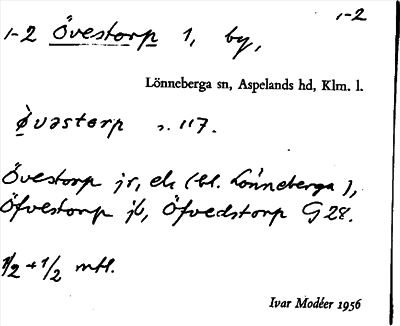 Bild på arkivkortet för arkivposten Övestorp