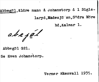 Bild på arkivkortet för arkivposten Abbegöl