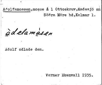Bild på arkivkortet för arkivposten Adolfamossen