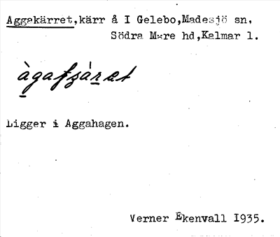 Bild på arkivkortet för arkivposten Aggakärret
