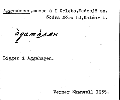 Bild på arkivkortet för arkivposten Aggamossen