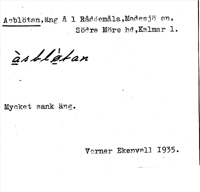 Bild på arkivkortet för arkivposten Asblötan