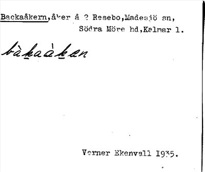 Bild på arkivkortet för arkivposten Backaåkern