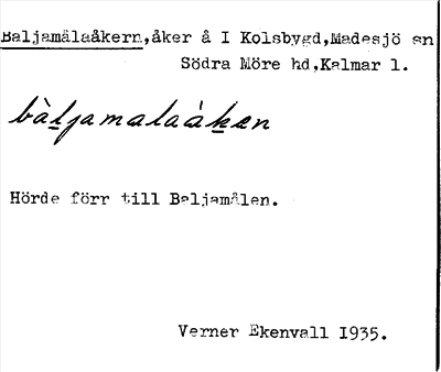 Bild på arkivkortet för arkivposten Baljamålaåkern