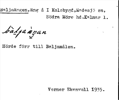 Bild på arkivkortet för arkivposten Baljaängen