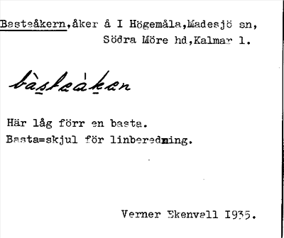 Bild på arkivkortet för arkivposten Basteåkern