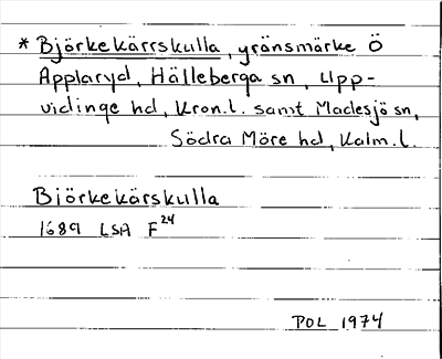 Bild på arkivkortet för arkivposten *Björkekärrskulla