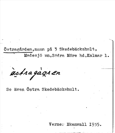 Bild på arkivkortet för arkivposten Östragården