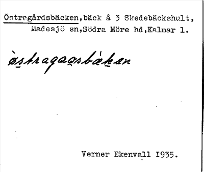 Bild på arkivkortet för arkivposten Östragårdsbäcken