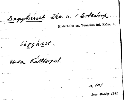 Bild på arkivkortet för arkivposten Baggkärret