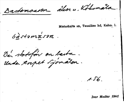 Bild på arkivkortet för arkivposten Bastemossen
