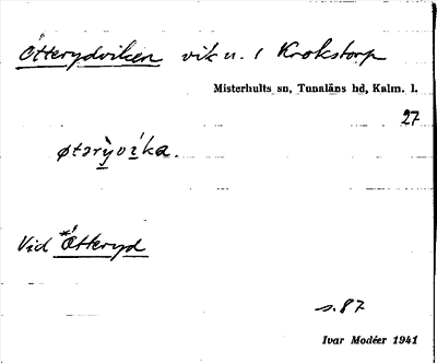 Bild på arkivkortet för arkivposten Ötterydviken