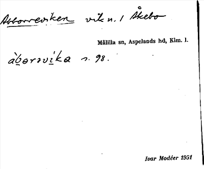 Bild på arkivkortet för arkivposten Abborreviken