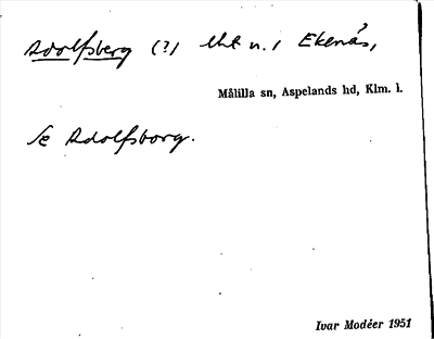 Bild på arkivkortet för arkivposten Adolfsberg, se Adofsborg