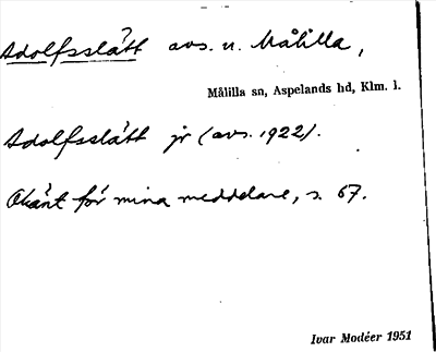 Bild på arkivkortet för arkivposten Adolfsslätt