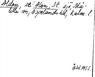 Bild på arkivkortet för arkivposten Alden, se Alen, St