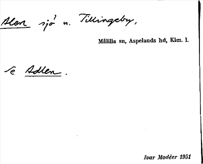 Bild på arkivkortet för arkivposten Alen, se Adlen