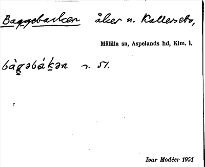 Bild på arkivkortet för arkivposten Baggebacken
