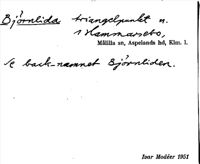 Bild på arkivkortet för arkivposten Björnlida