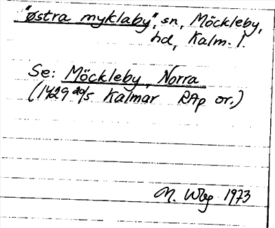 Bild på arkivkortet för arkivposten »østra myklaby», se Möckleby, Norra