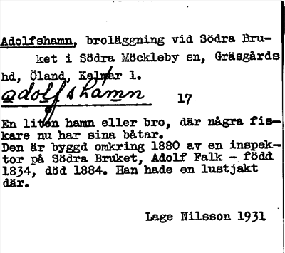 Bild på arkivkortet för arkivposten Adolfshamn